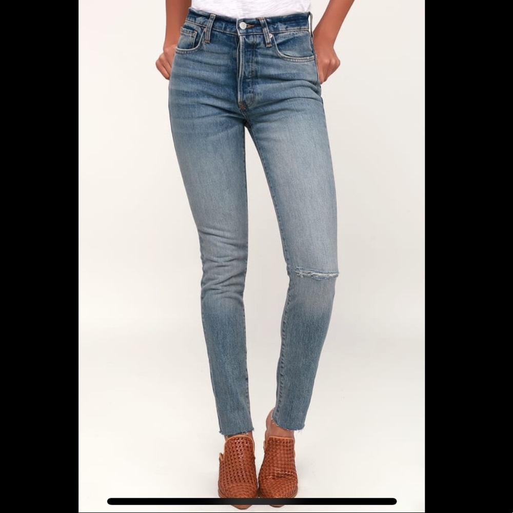 Free People Stella Skinny Jeans High Rise Blue
